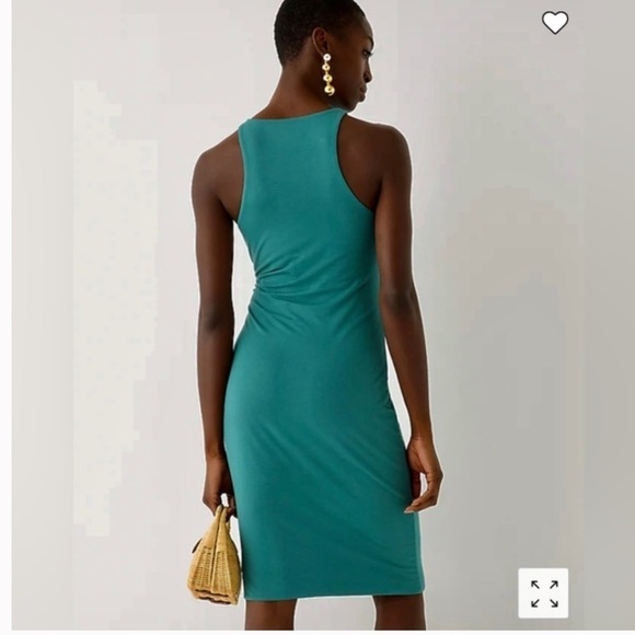 J. Crew Form Knit High-Neck Cutaway Midi Dress, Sz. Med, Teal - Picture 2 of 10